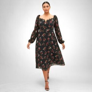 CITY CHIC Plus Size Orla Black and floral Print Dress, NEW with Tags! Size 18